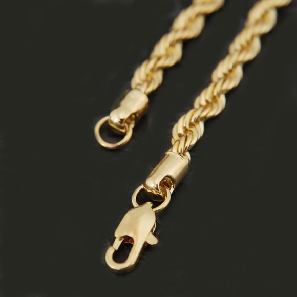 Mens 24" New 14k Gold Plated 10m Thick Rope Chain - Picture 7 of 8